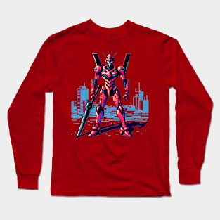 8Bit Evangelion eva 02 Long Sleeve T-Shirt